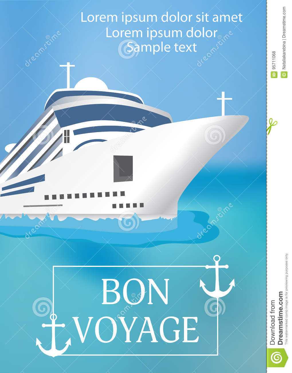 Poster Template Cruise Ship With «Bon Voyage» Headline For Bon Voyage Card Template