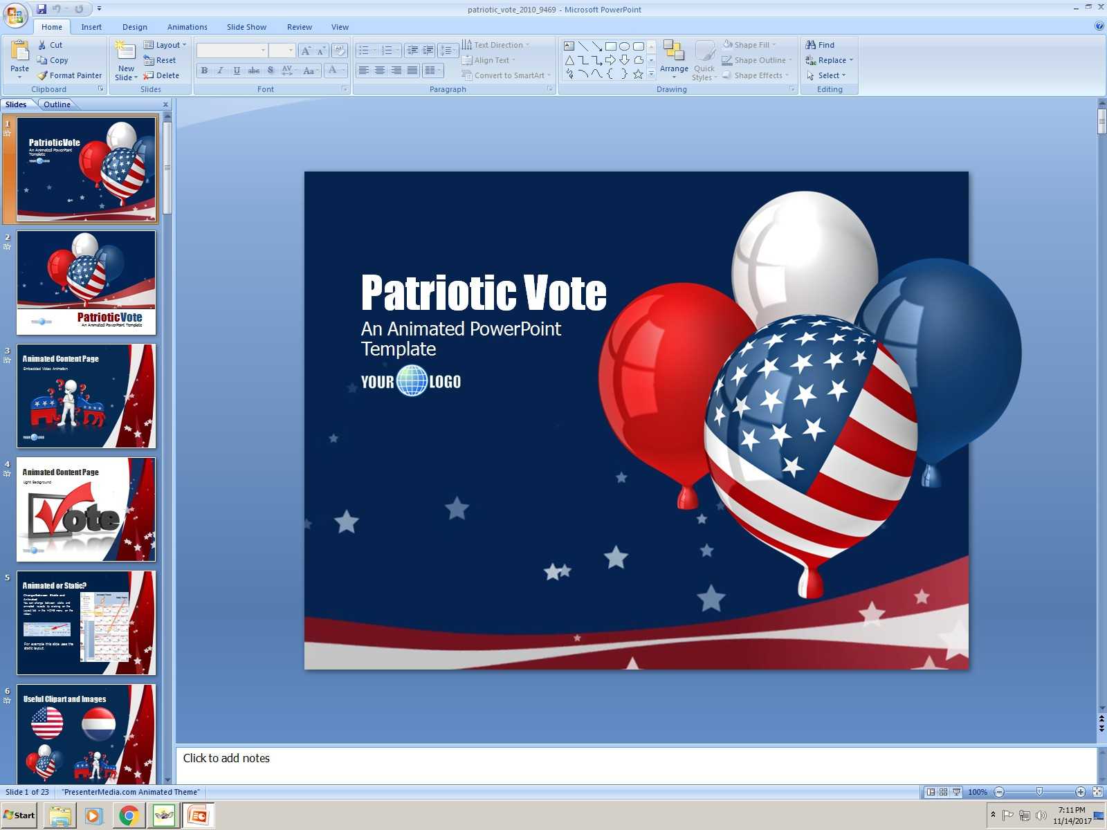 Powerpoint Animated Presentation Template: Patriotic Vote Inside Patriotic Powerpoint Template