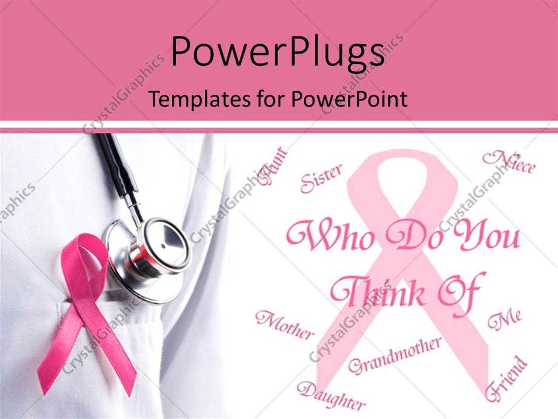 Powerpoint Template: Pink Ribbon And Stethoscope Remember Inside Breast Cancer Powerpoint Template