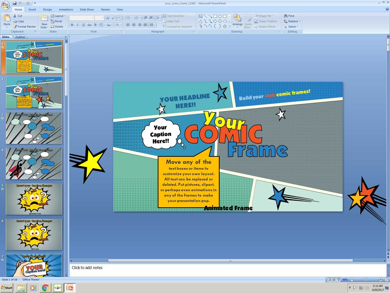 Powerpoint: Your Comic Frame Presentation Template Inside Comic Powerpoint Template