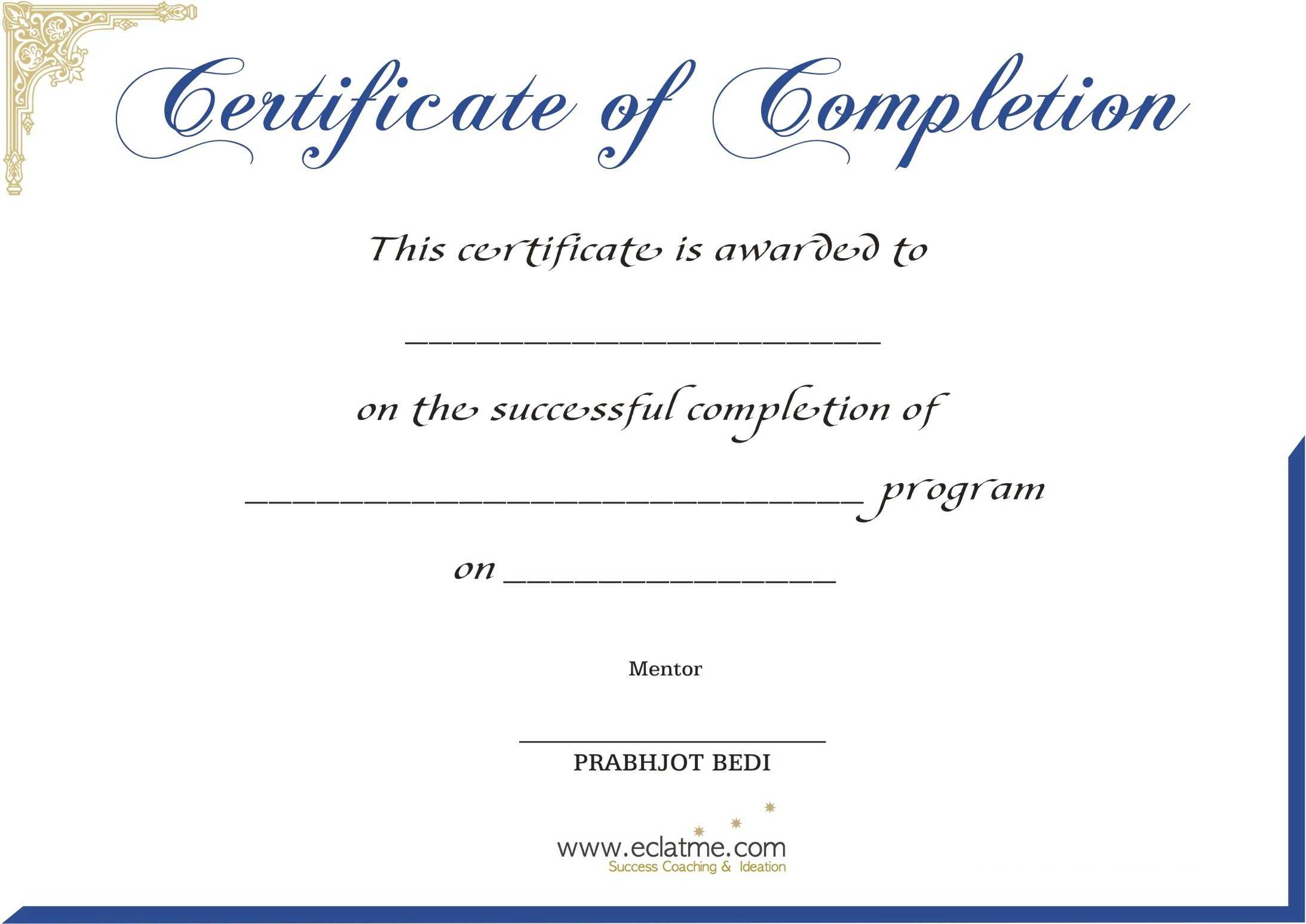 Premium Blank Certificate Of Completion Flyers : V M D Pertaining To Free Completion Certificate Templates For Word