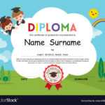 Preschool Elementary School Kids Diploma Template Regarding Preschool Graduation Certificate Template Free