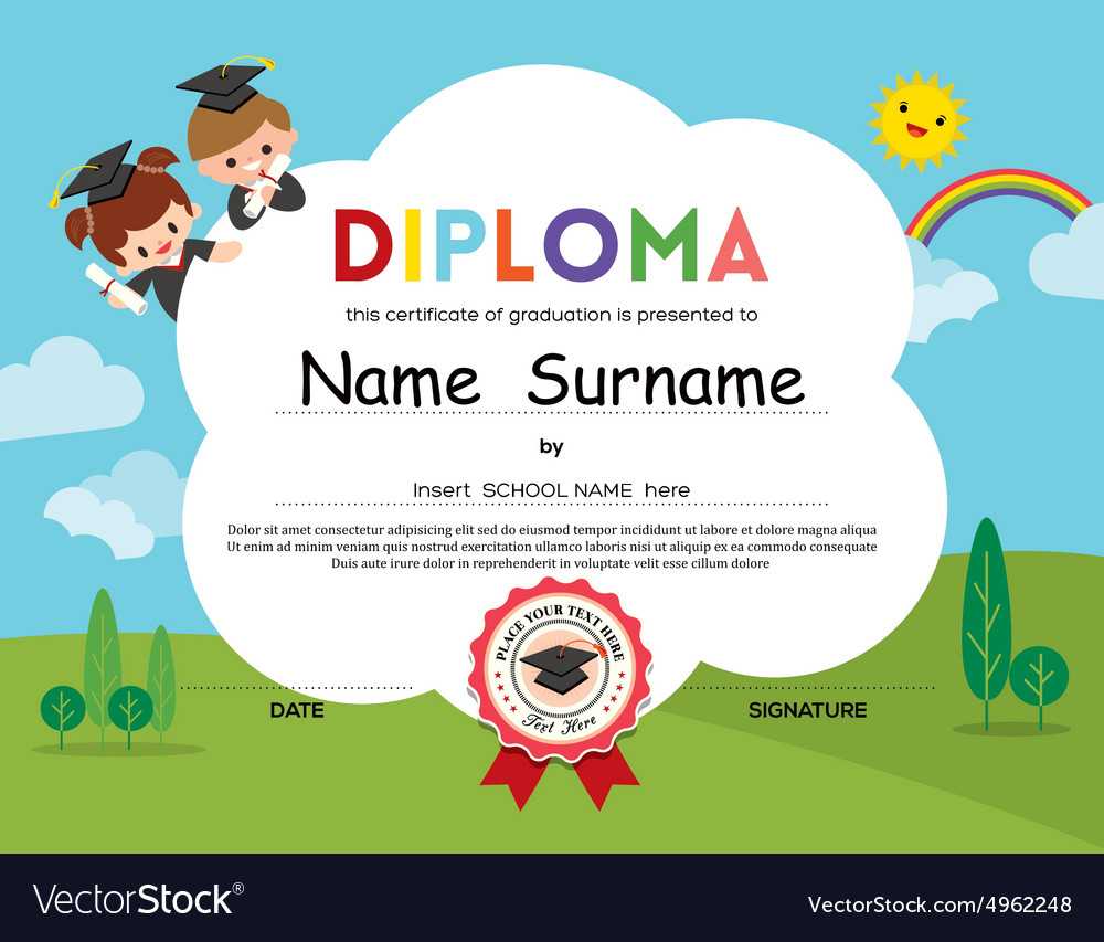 Preschool Elementary School Kids Diploma Template Regarding Preschool Graduation Certificate Template Free