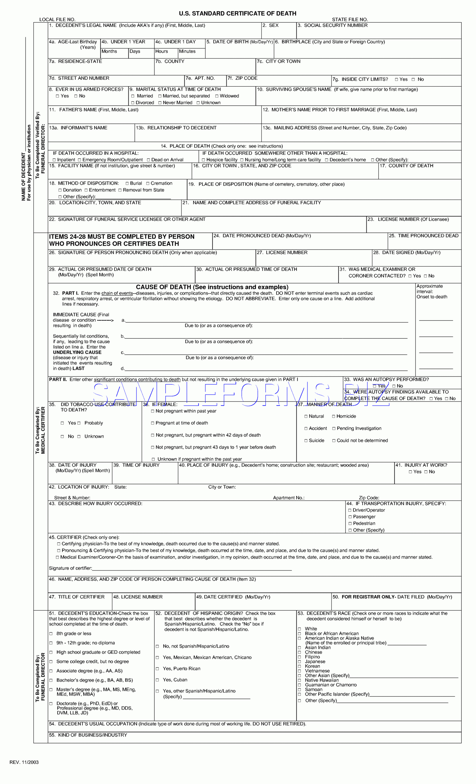 Preview Pdf Death Certificate Form, 4 Throughout Baby Death Certificate Template