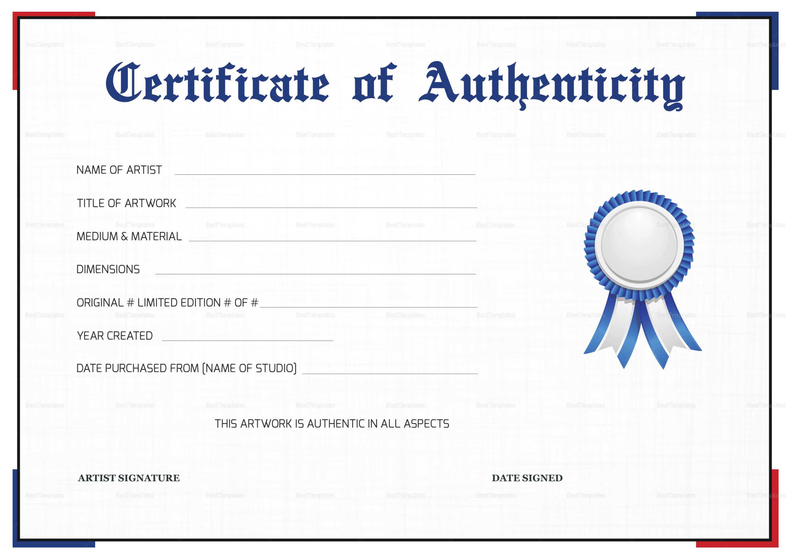 Printable Certificate Of Authenticity That Are Gorgeous Within Certificate Of Authenticity Template