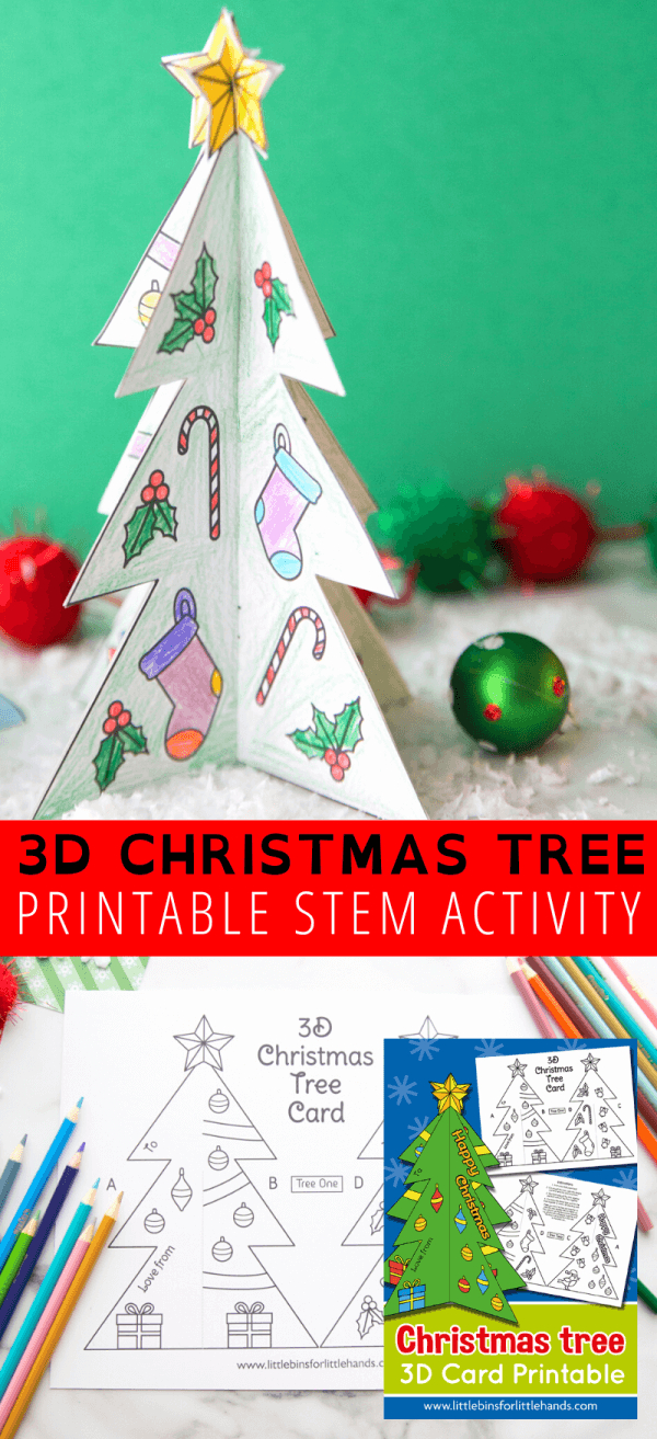 Printable Christmas Tree Template | Little Bins For Little Hands For 3D Christmas Tree Card Template