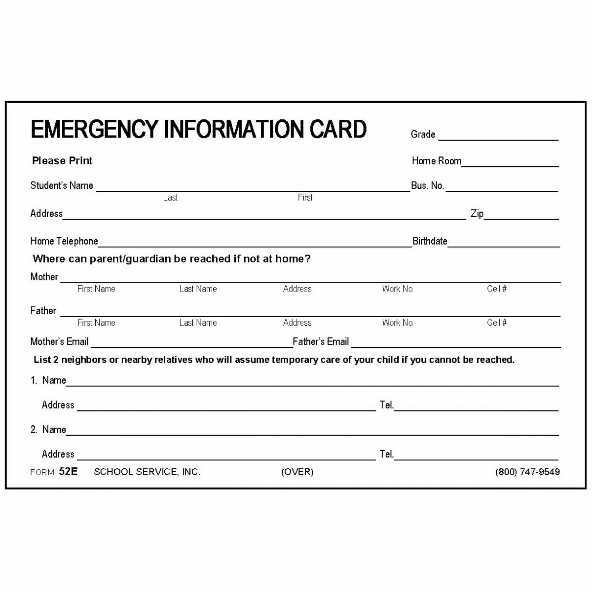 Printable Emergency Contact Cards | Template Business Psd For In Case Of Emergency Card Template