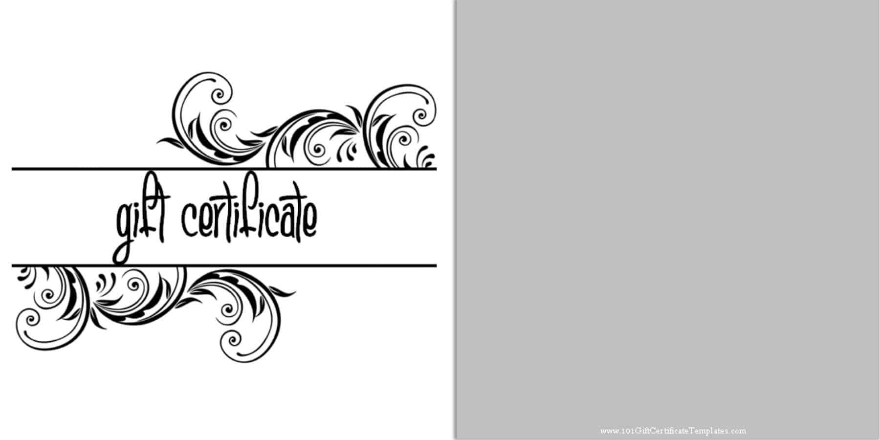 Printable Gift Certificate Templates For Black And White Gift Certificate Template Free