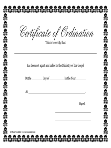 Printable Ordination Certificate - Fill Online, Printable with Certificate Of Ordination Template