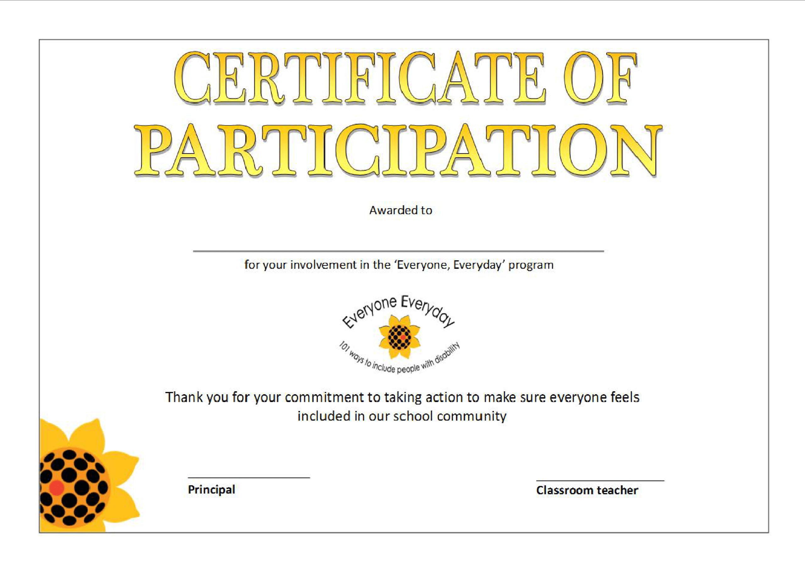 Printable Participation Certificate | Templates At Inside Certificate Of Participation Template Doc