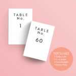 Printable Table Numbers – Wedding Table Numbers – Downloadable – Numbers  Template – Numbers Cards – Table Cards – Table Signs – Assignment – With Table Number Cards Template