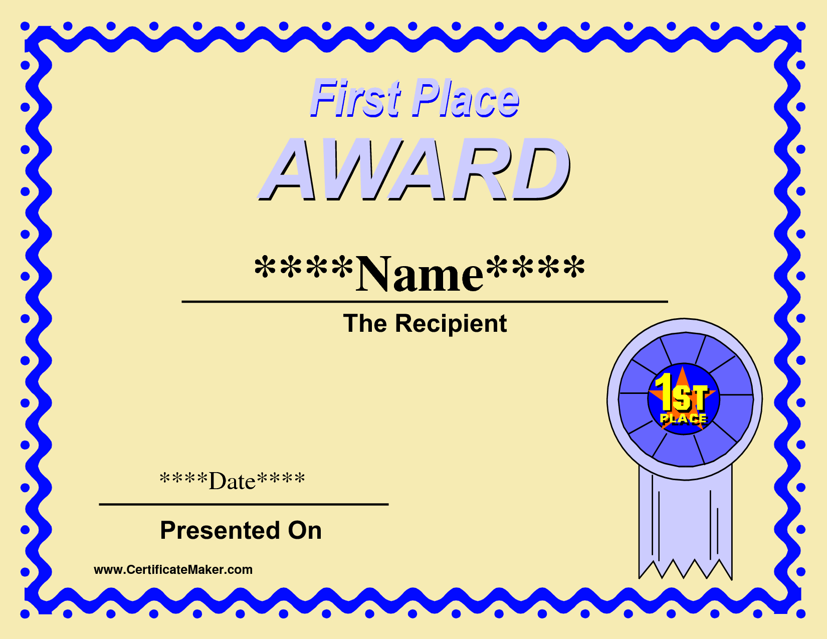 Prize Certificate Template Free ] – Certificate Template For First Place Award Certificate Template