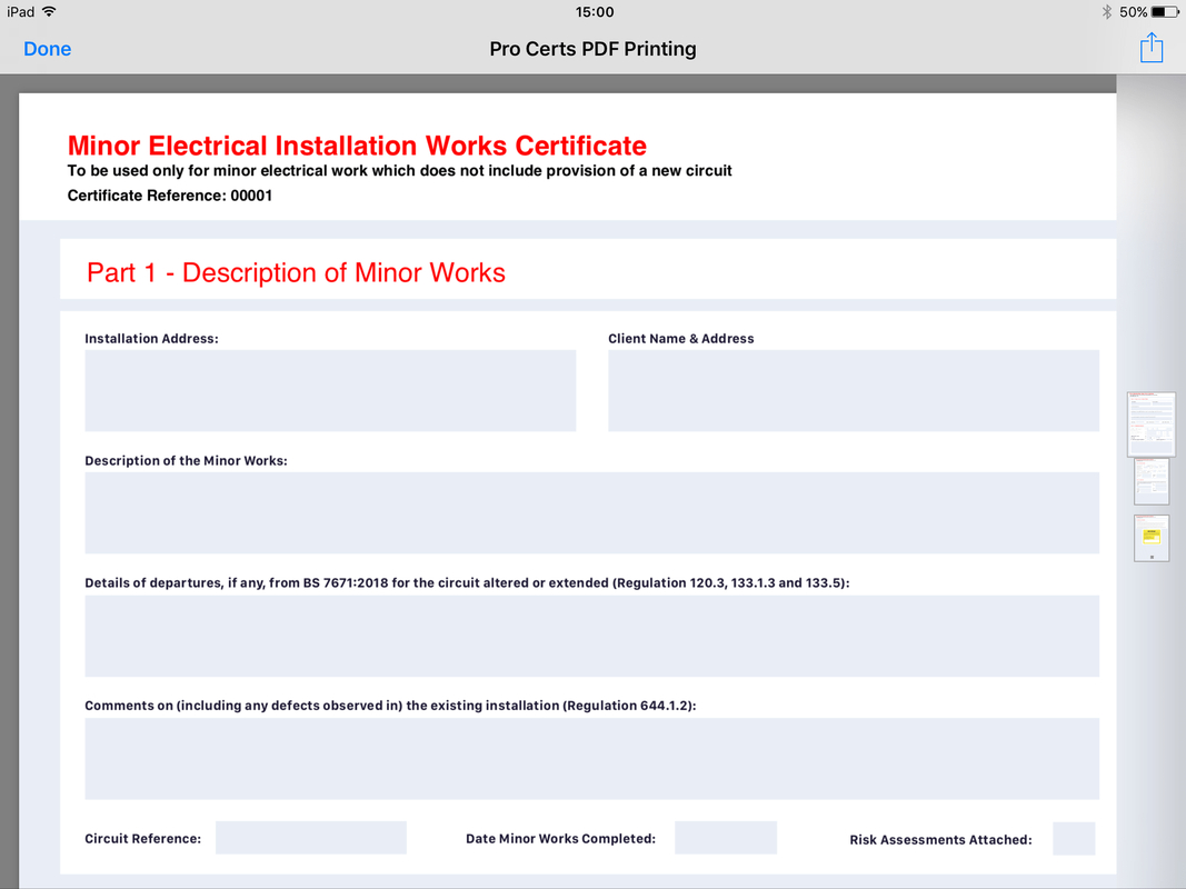 Pro Certs | Electrical Testing Inspecting & Certification With Electrical Minor Works Certificate Template