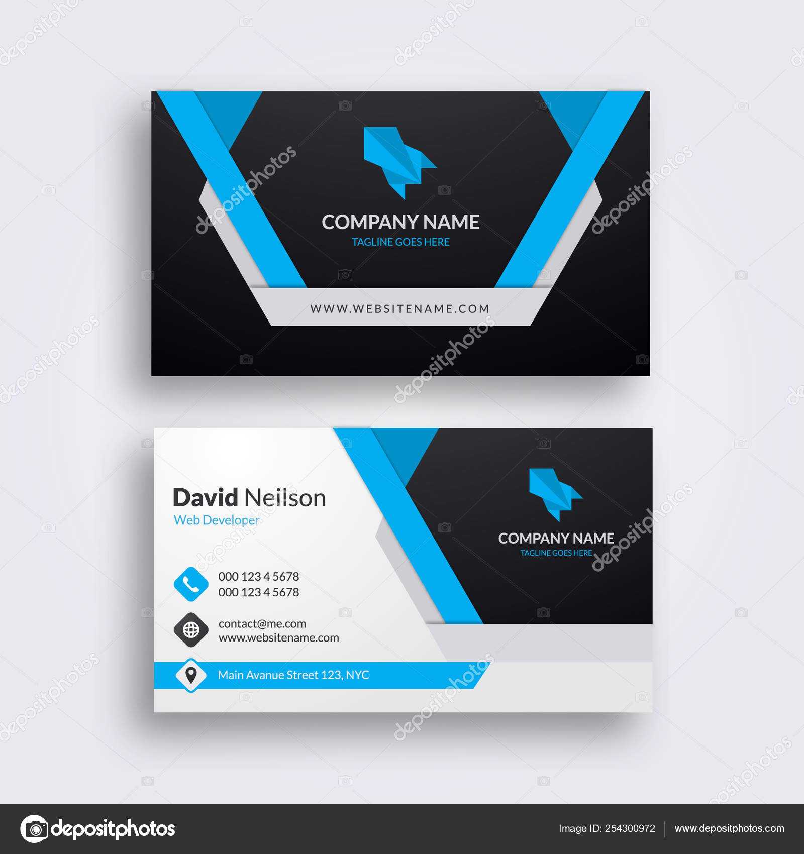 Professional Abstract Business Card Clean Fresh Design Intended For Professional Name Card Template