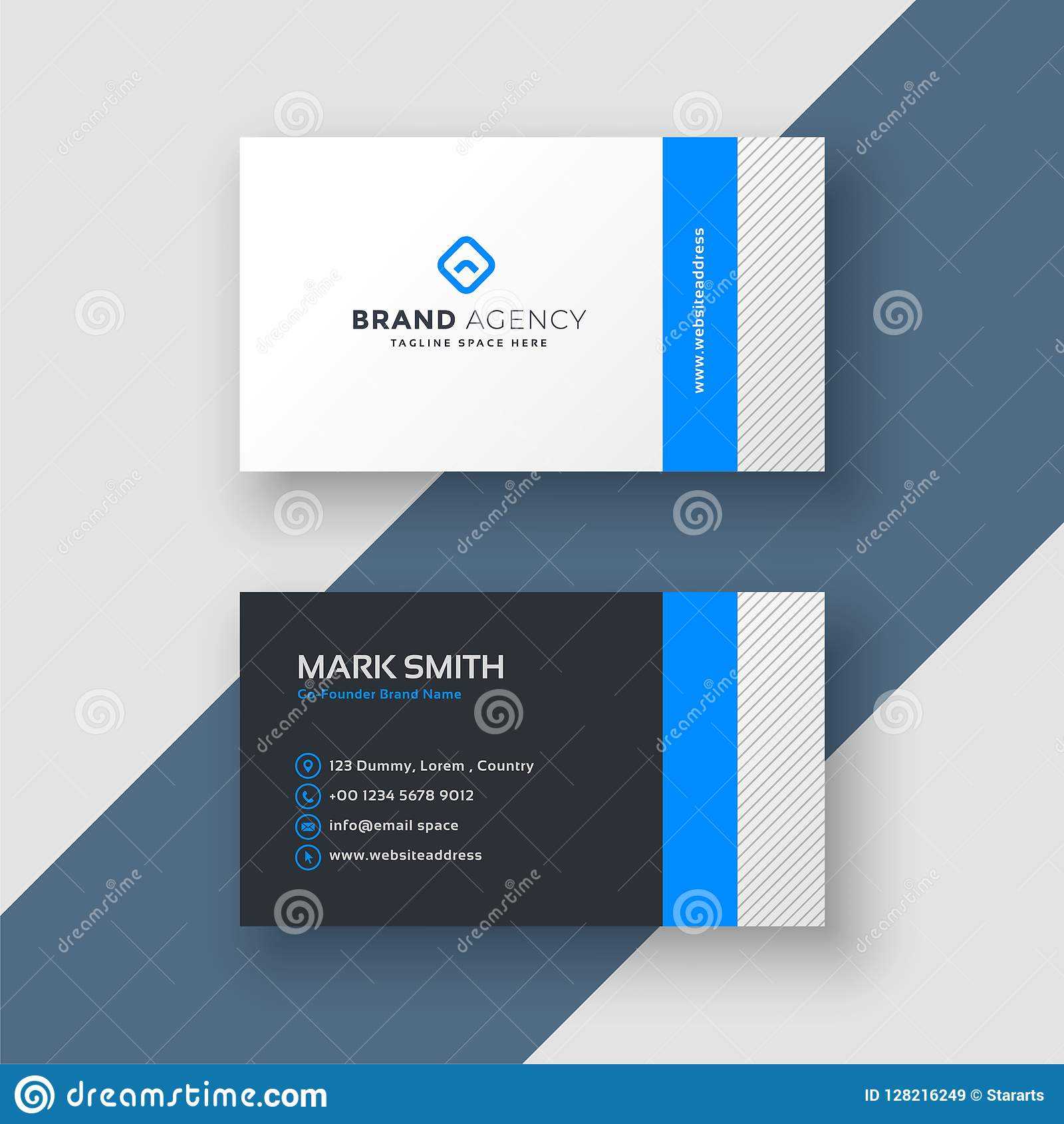 Professional Blue Minimal Style Business Card Template Stock For Professional Name Card Template