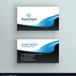 Professional Blue Wave Business Card Template With Professional Name Card Template