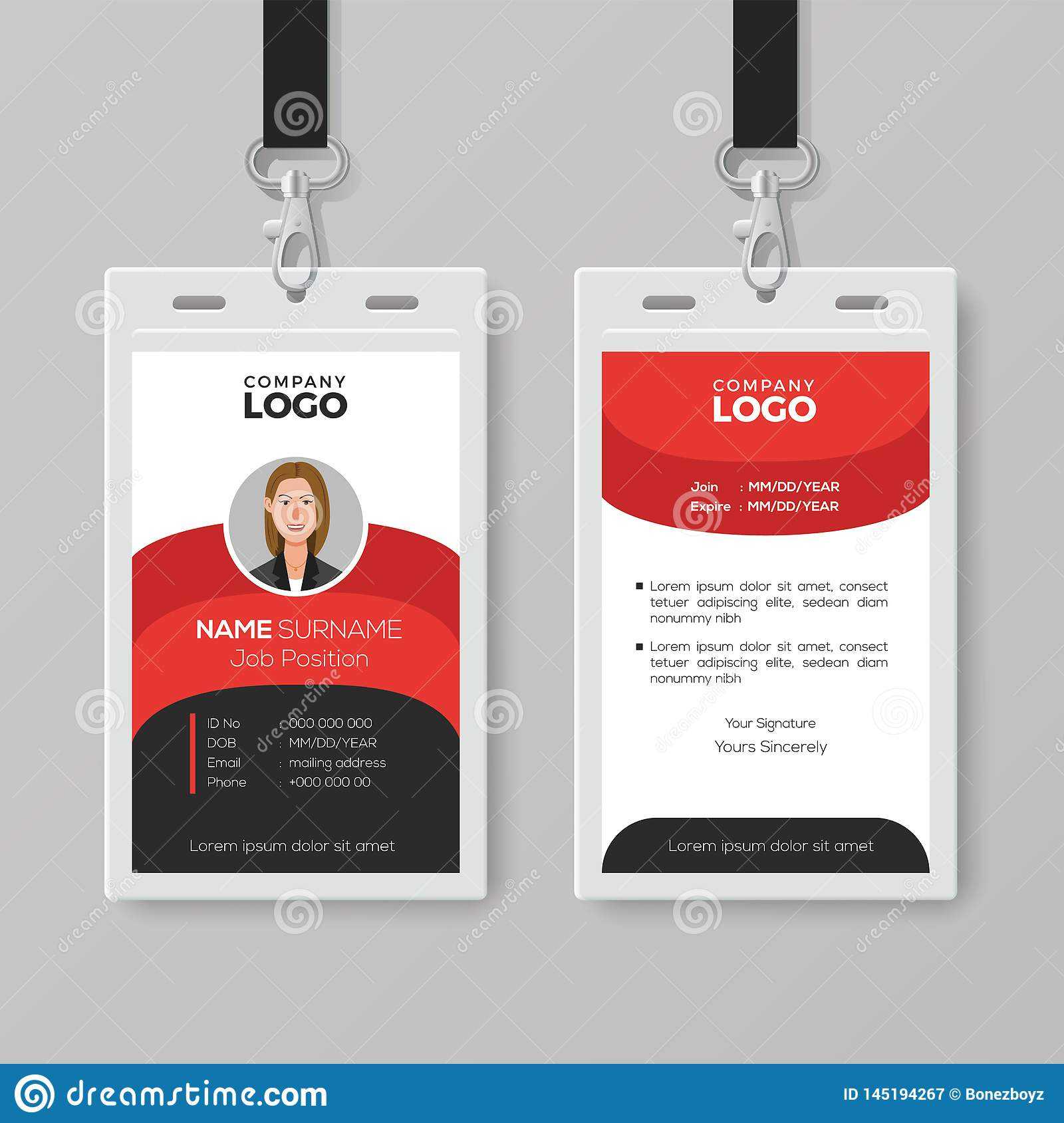 Professional Employee Id Card Template Stock Vector With Template For Id Card Free Download