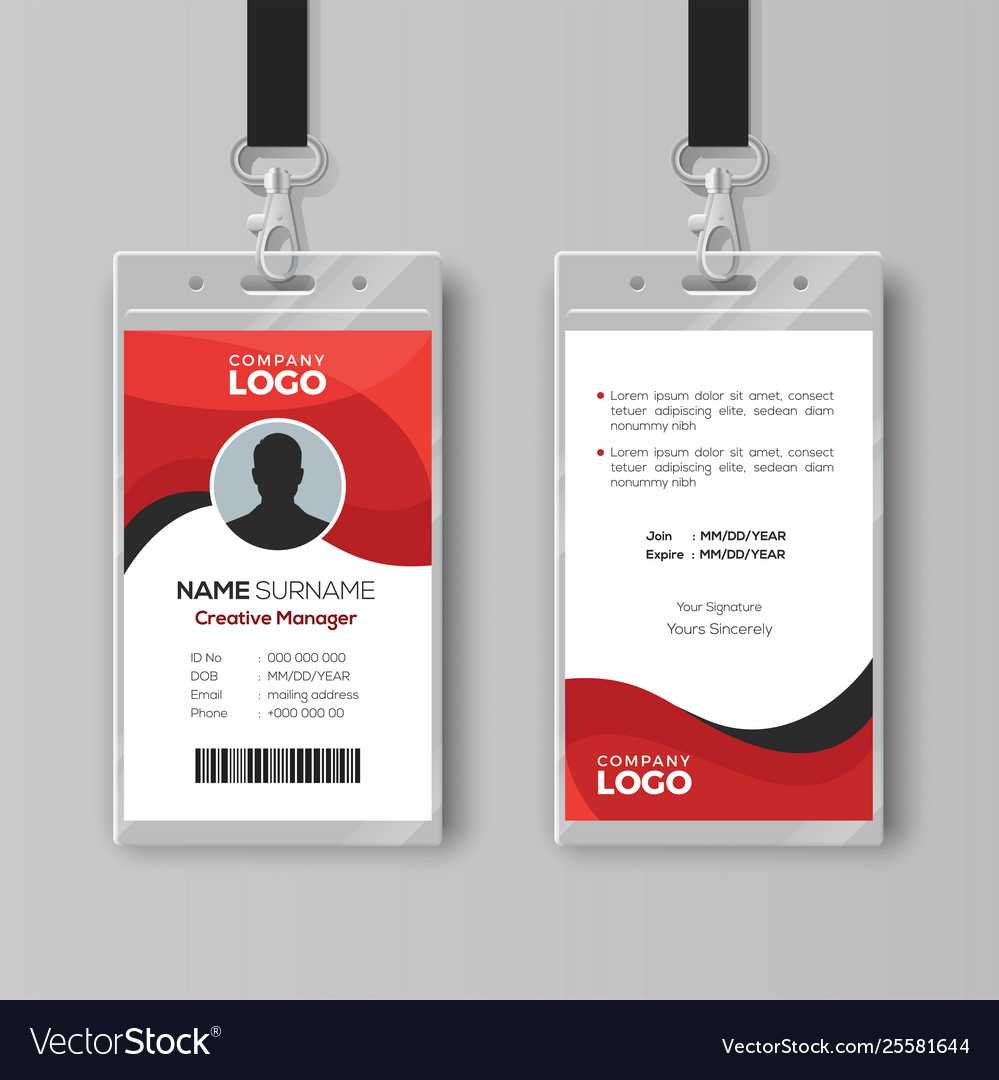 Professional Identity Card Template With Red Within Photographer Id Card Template