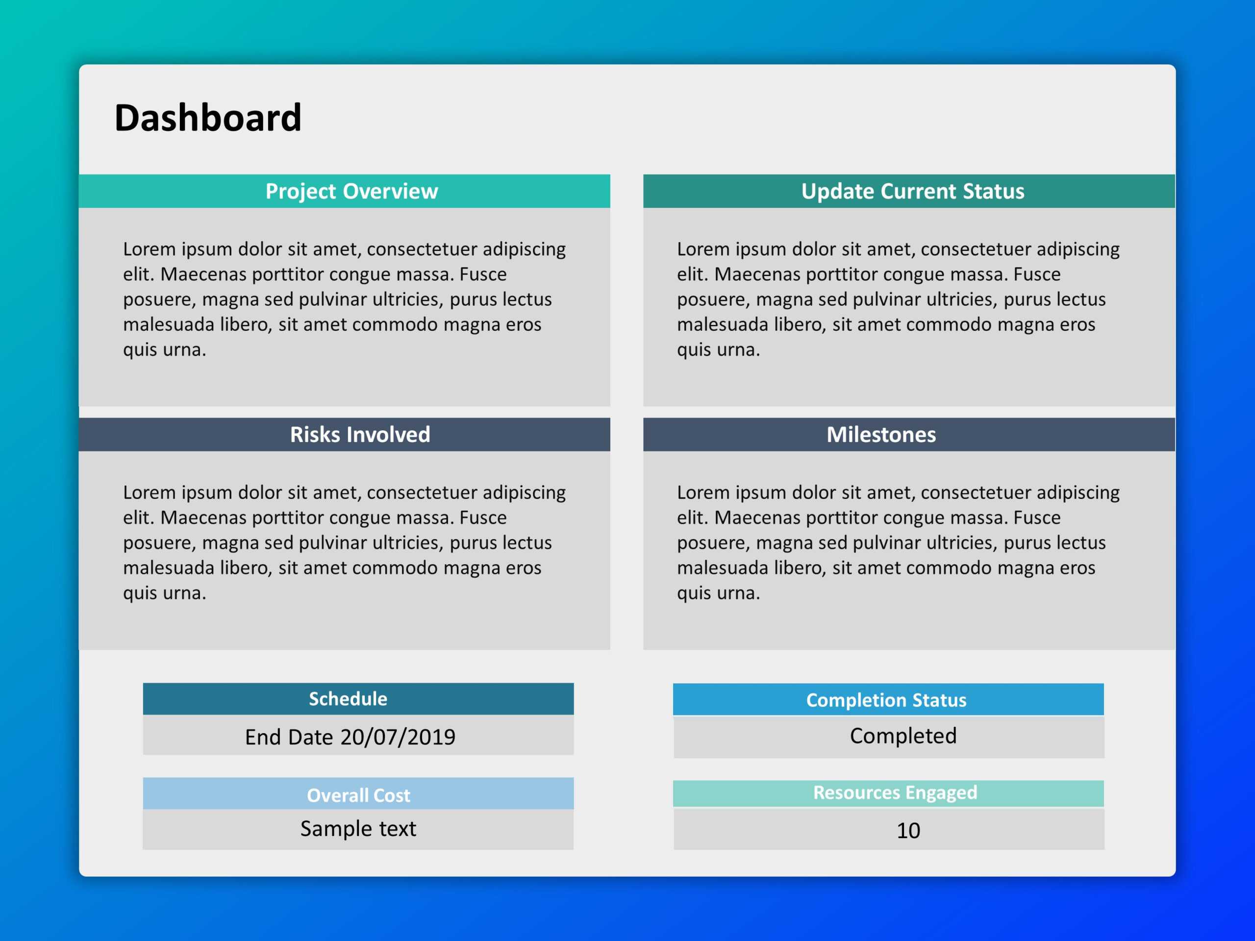 Project Dashboard Powerpoint 4 | Project Management Intended For Project Dashboard Template Powerpoint Free