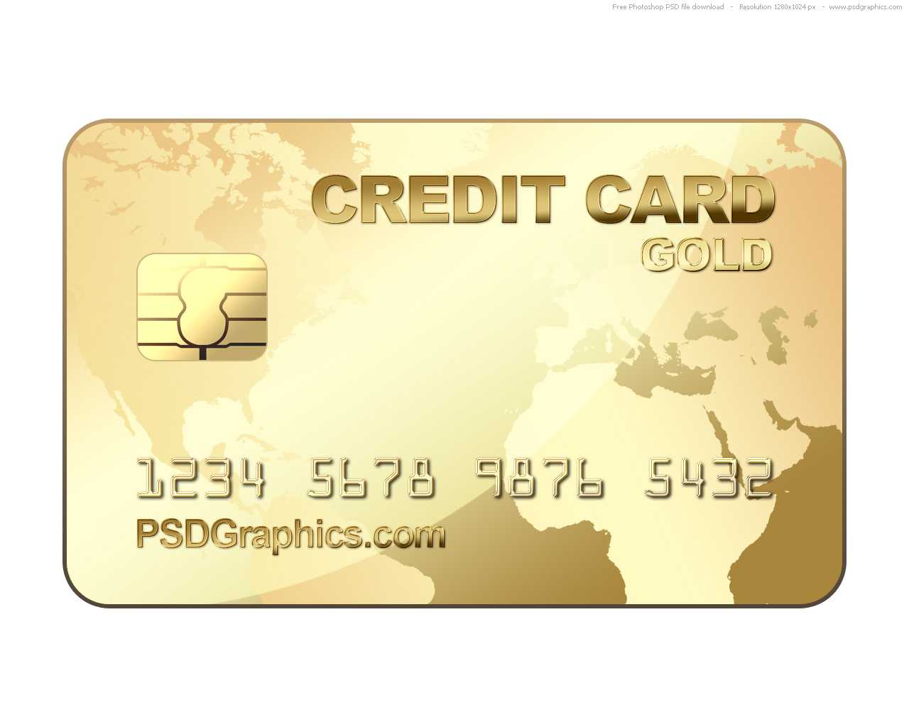 Psd Gold Credit Card Template | Psdgraphics With Regard To Credit Card Size Template For Word
