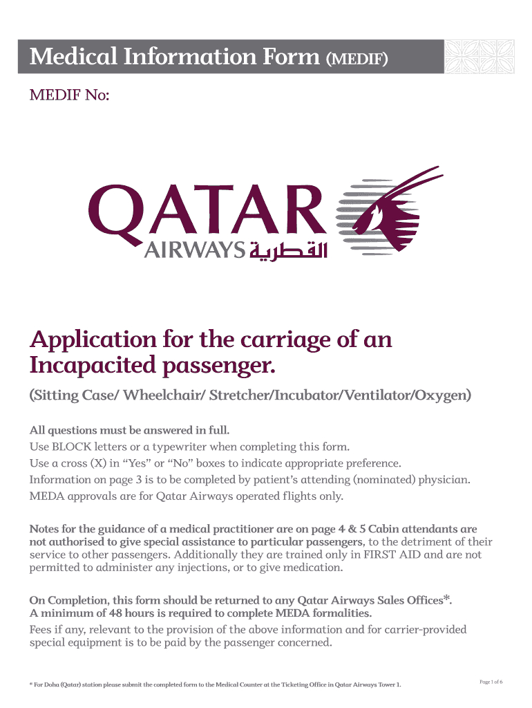 Qatar Airways Medical Form – Fill Online, Printable Throughout Fit To Fly Certificate Template