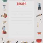Recipe Card Cookbook Page Design Template Kitchen Utensils Pertaining To Restaurant Recipe Card Template