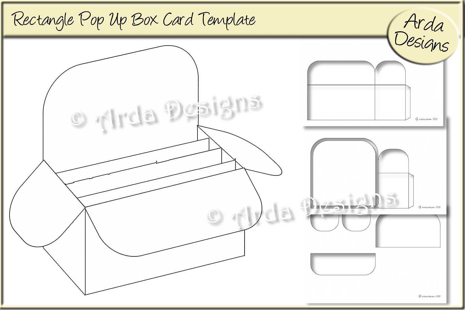 Rectangle Pop Up Box Card Cu Template With Pop Up Card Box Template