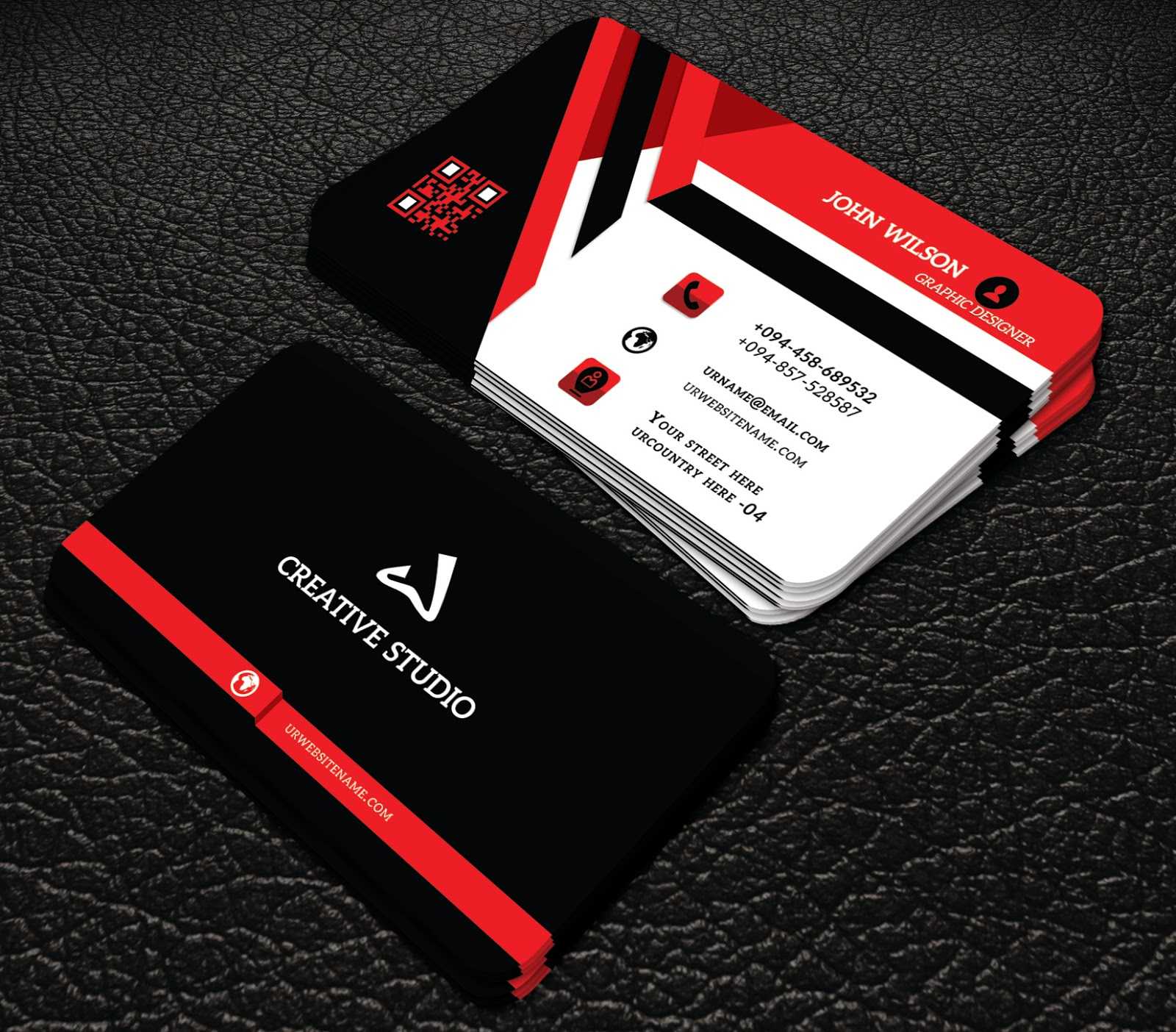 Red And Black Colour Professional Business Cards Free In Professional Business Card Templates Free Download
