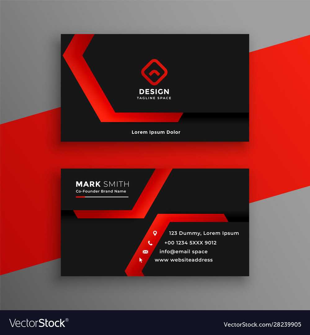 Red And Black Geometric Business Card Template In Adobe Illustrator Business Card Template