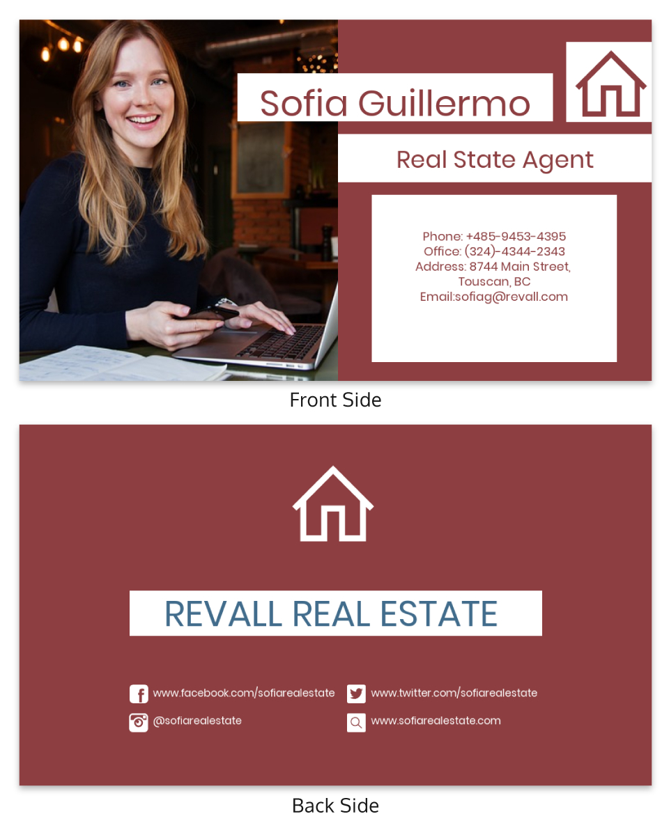 Red Real Estate Business Card Template With Real Estate Agent Business Card Template