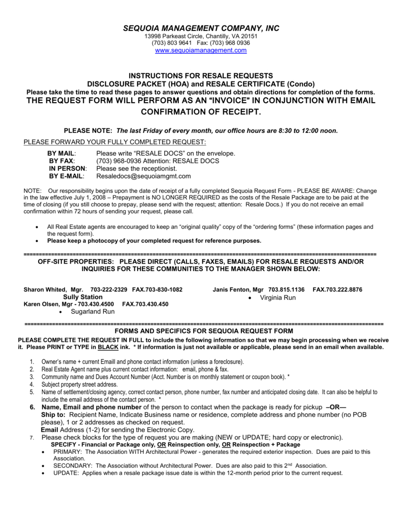 Resale Document Request Form – Centreville Community Foundation With Regard To Resale Certificate Request Letter Template