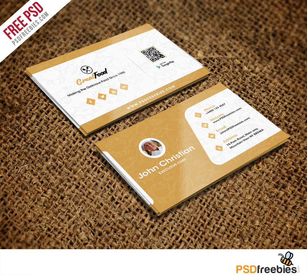 Restaurant Chef Business Card Template Free Psd Inside Name Card Template Psd Free Download