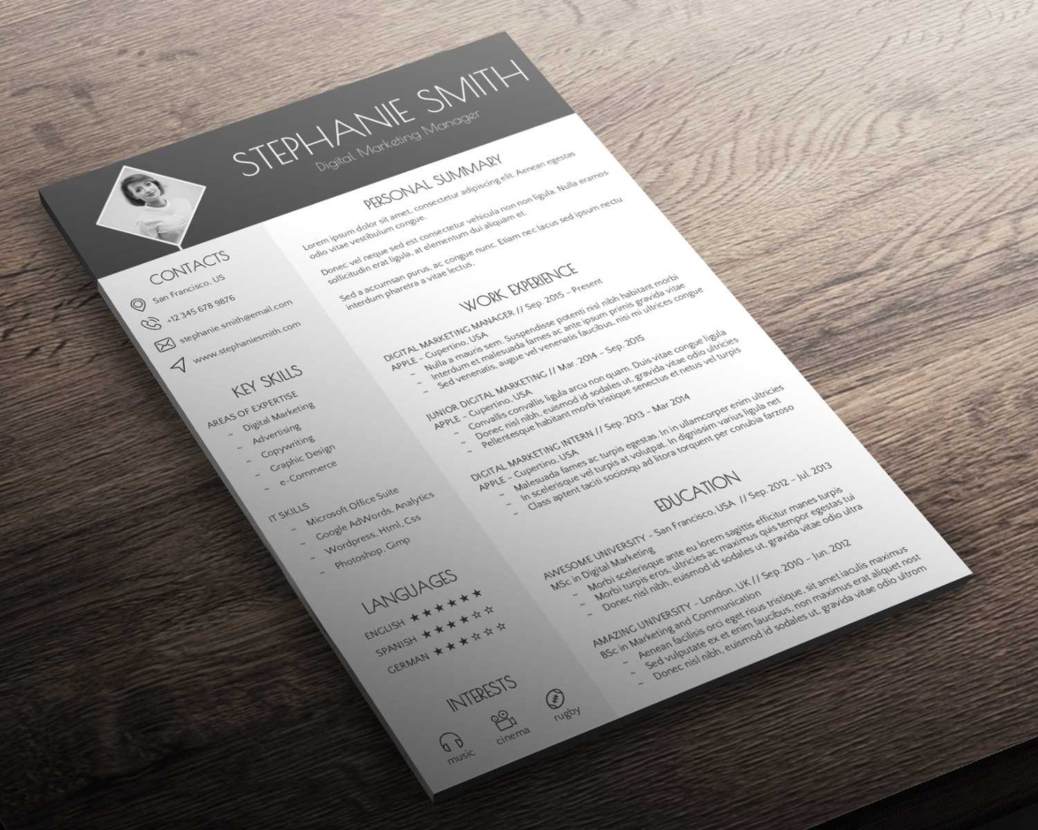Resume + Cover Letter + Business Card | Modern Cv Template | Word &  Powerpoint Format | Instant Download | Professional Design | Easy To Use With Word 2013 Business Card Template