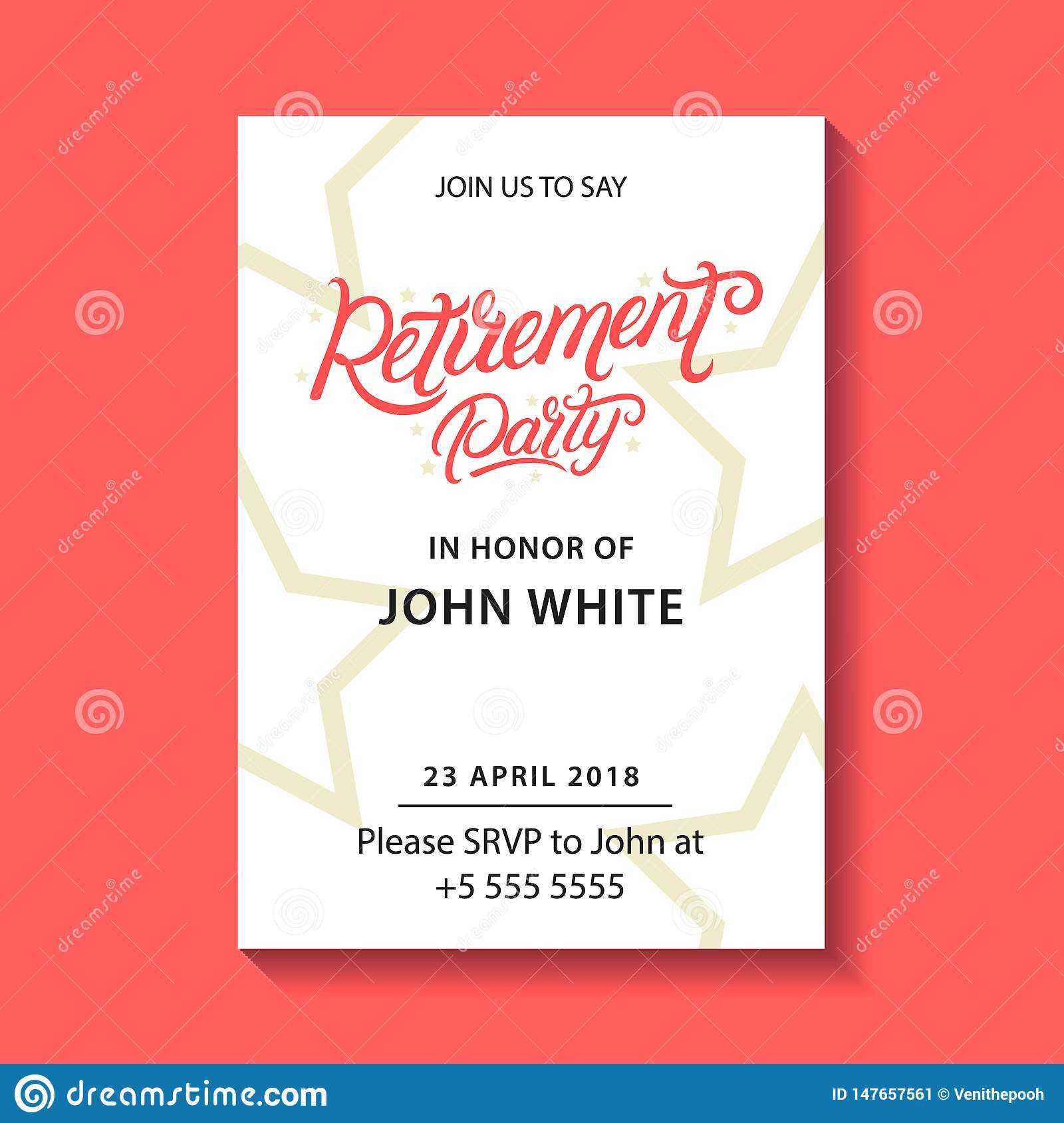 Retirement Party Invitation. Stock Vector – Illustration Of Regarding Retirement Card Template
