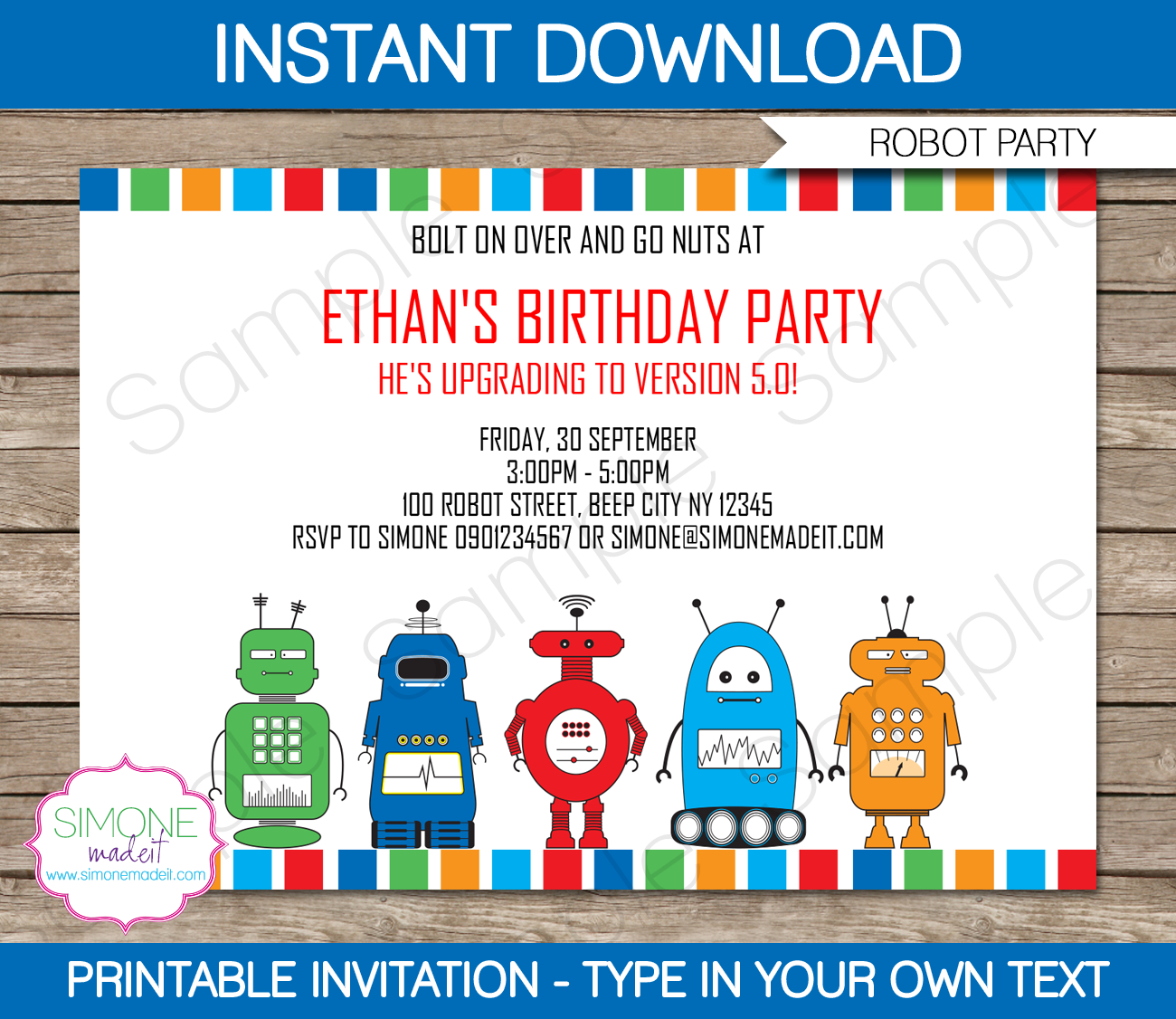 Robot Party Invitations Template | Birth #1155786 – Png Regarding Monster High Birthday Card Template