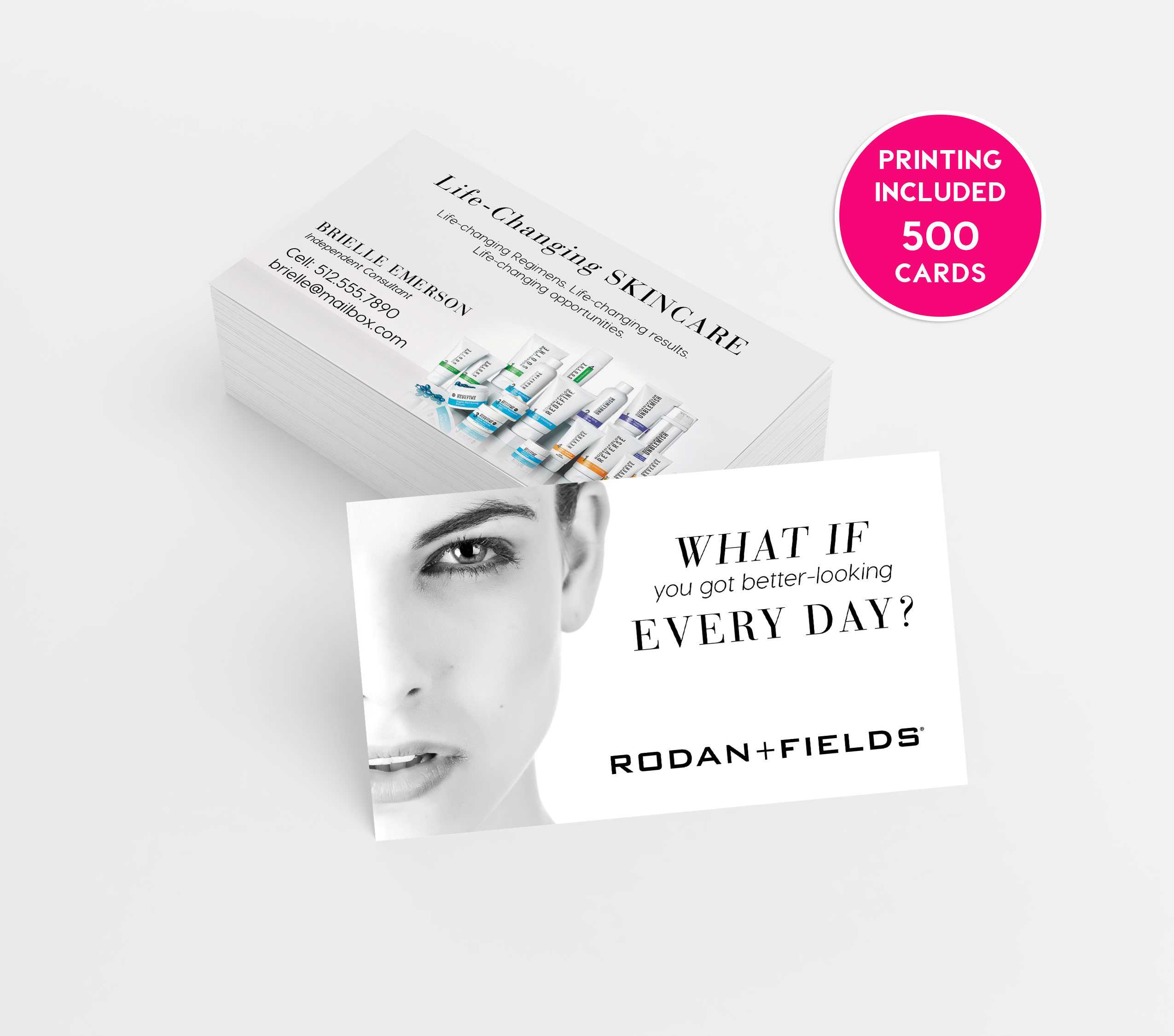 Rodan & Fields Consultant 500 Business Cards Printed Business Card Template  Personalized Calling Card Skincare R+F Mini Facial Product Cards With Rodan And Fields Business Card Template
