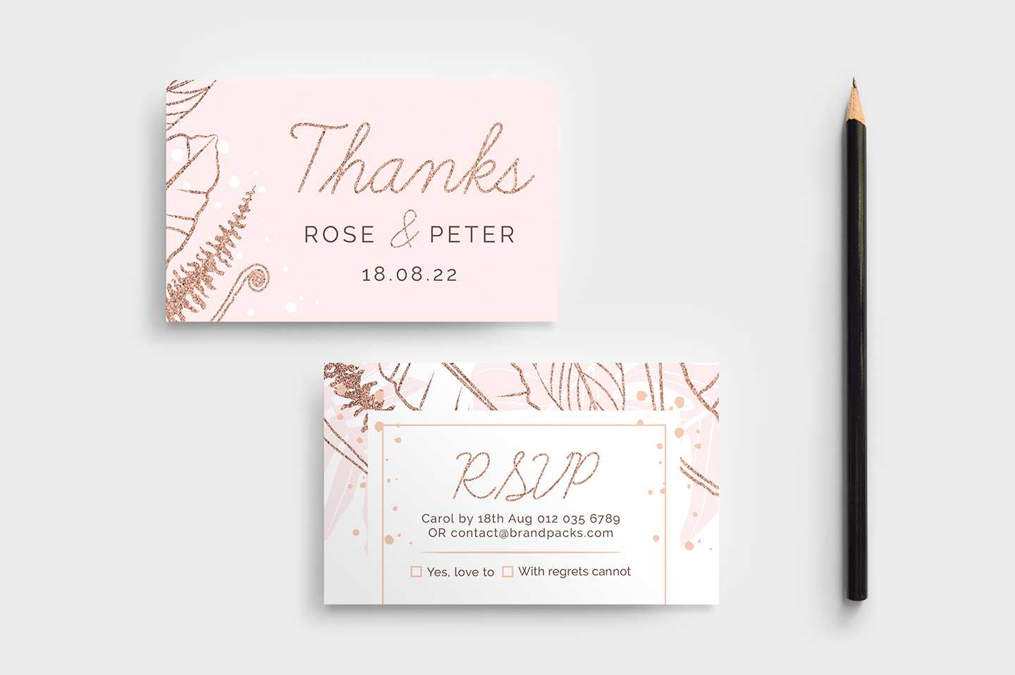 Rose Gold Wedding Rsvp Card Template – Brandpacks Throughout Template For Rsvp Cards For Wedding