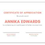 Salmon Pink Appreciation Certificate – Templatescanva With Hayes Certificate Templates