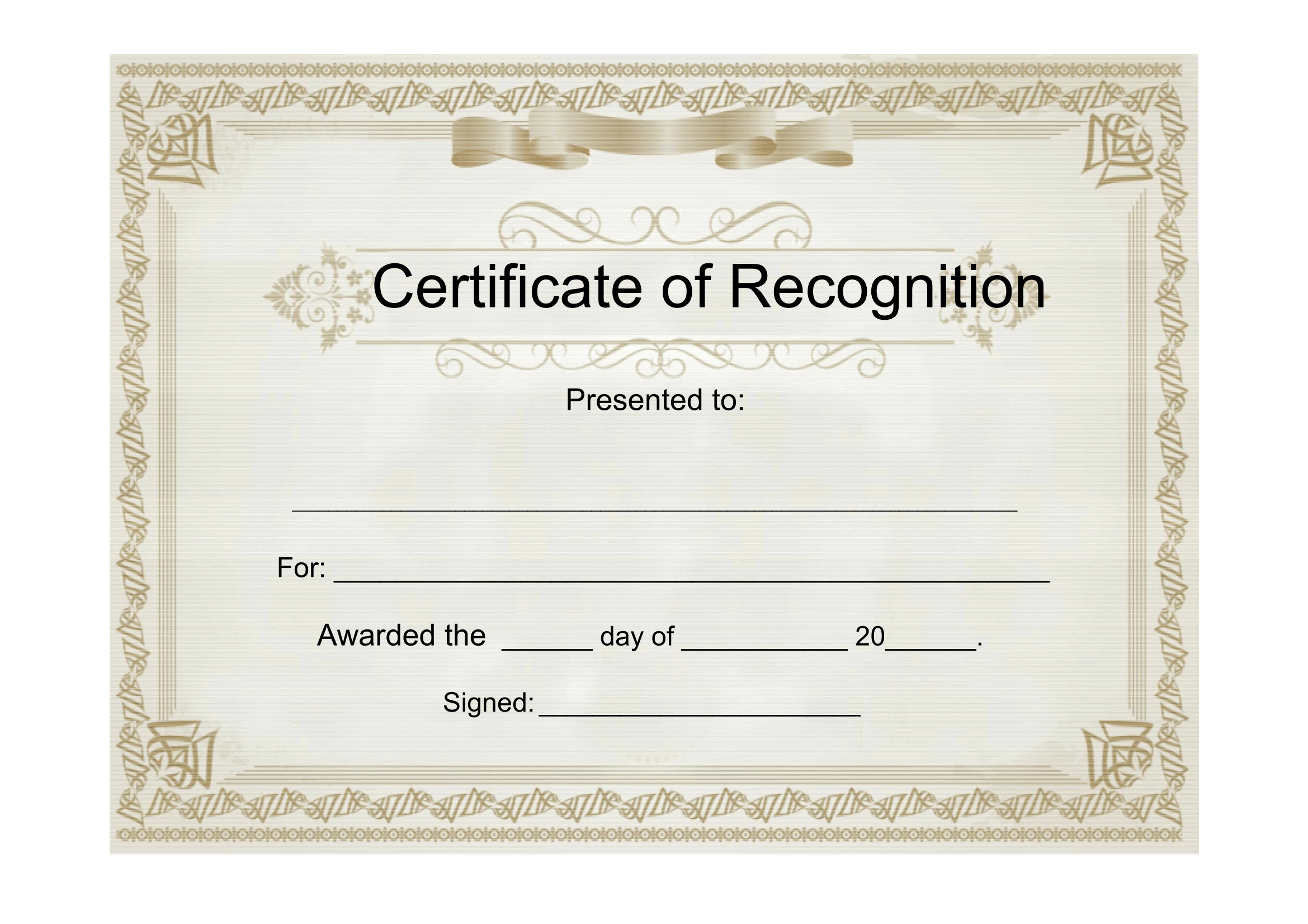 Sample Certificate Of Recognition – Free Download Template Intended For Certificate Templates For Word Free Downloads