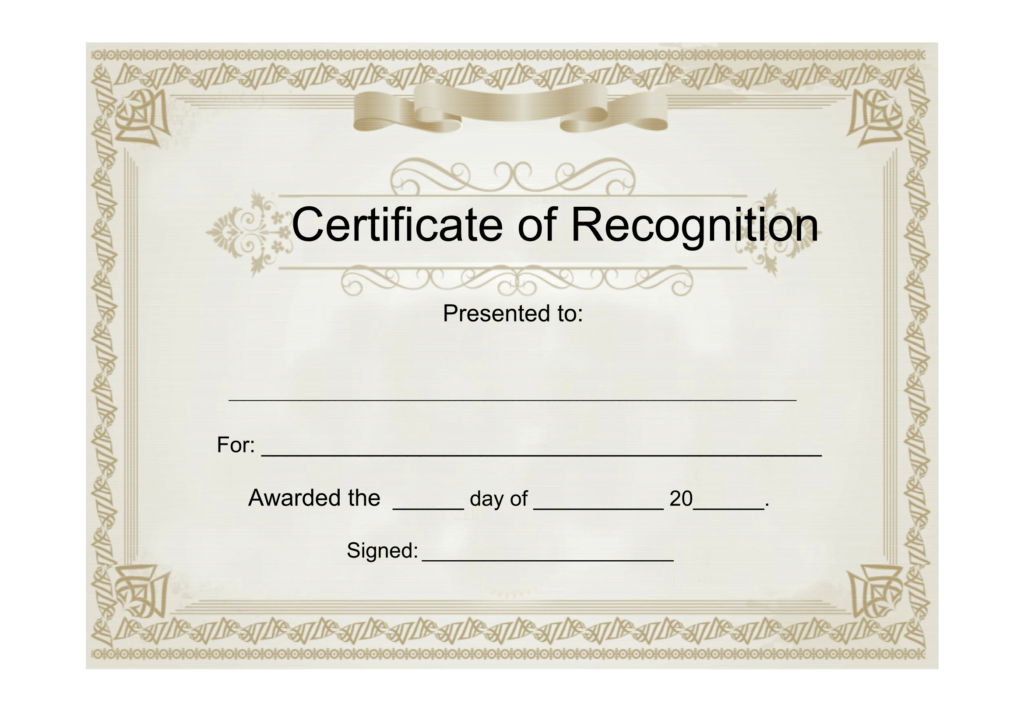 Sample Certificate Of Recognition - Free Download Template within ...