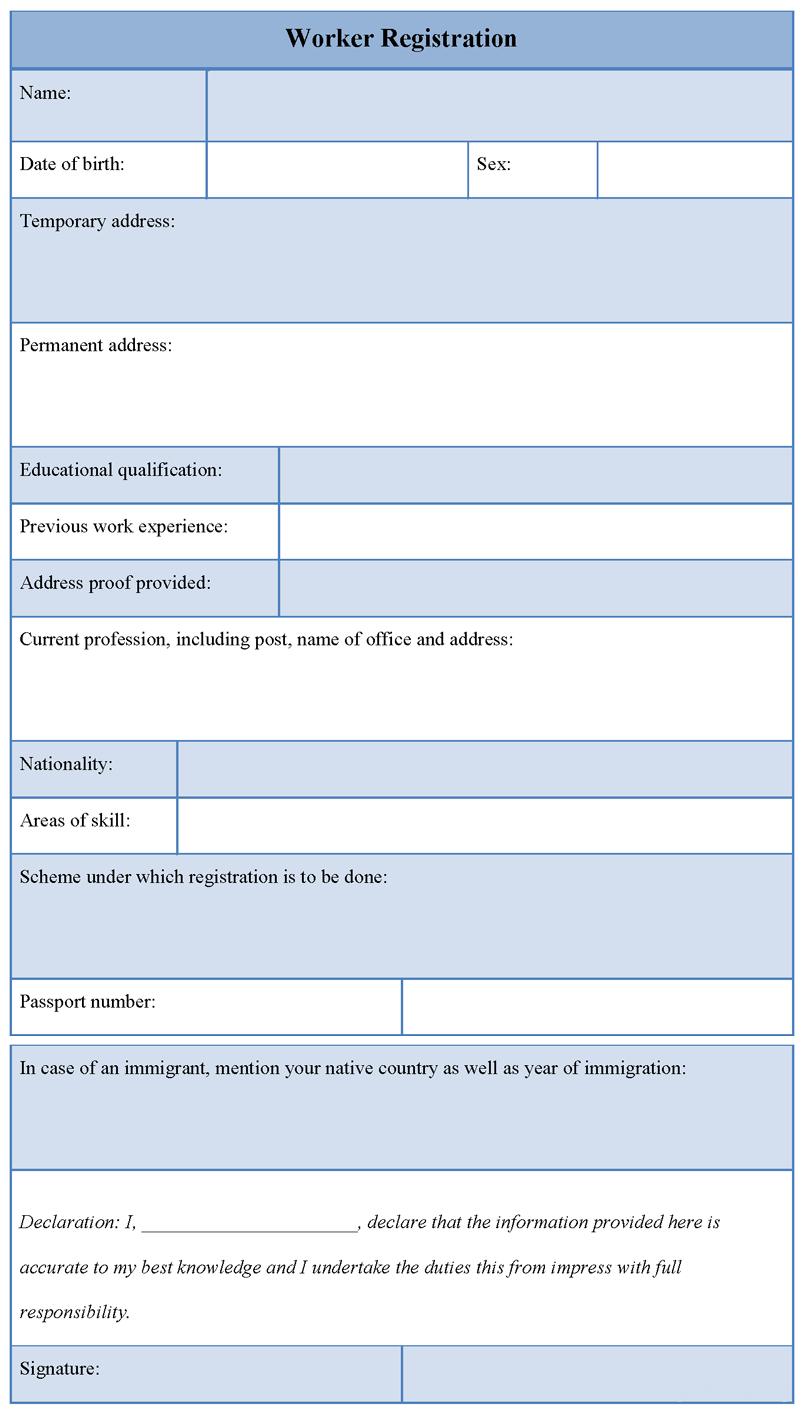Sample Employee Registration Form - Matchboard.co Within Dd Form 2501 Courier Authorization Card Template