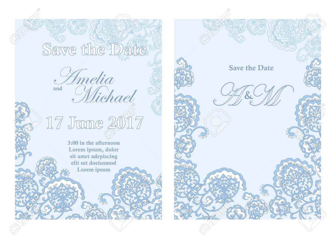 Save The Date Card Template In Light Blue Colors. For Save The Date Cards Templates