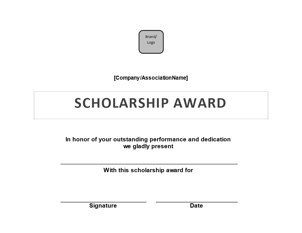 Scholarship Award Certificate | Templates At In Training Certificate Template Word Format