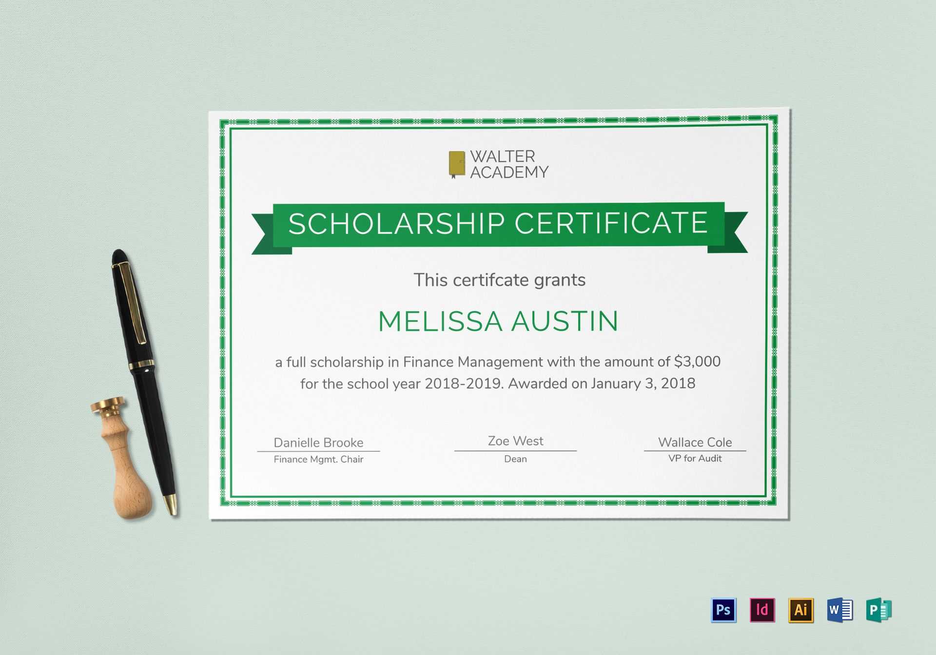 Scholarship Certificate Template Pertaining To Indesign Certificate Template