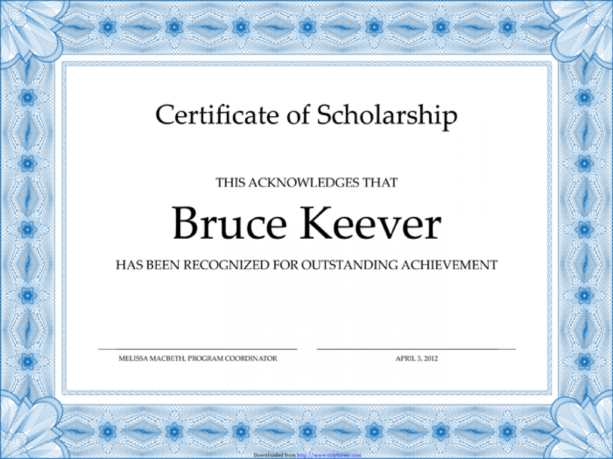 Scholarship Certificate Template Word And Eps Format Within Scholarship Certificate Template