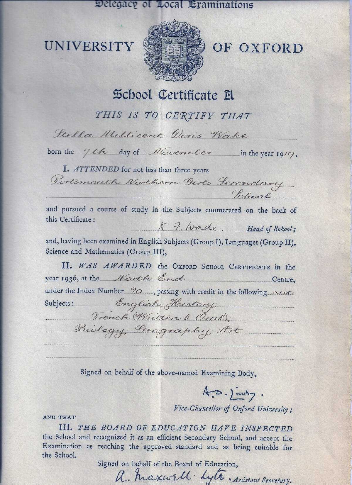 School Certificate (United Kingdom) – Wikipedia In School Leaving Certificate Template