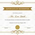 School Recognition Certificate Template Inside Certificate Templates For School