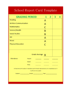 School Report Template throughout Result Card Template