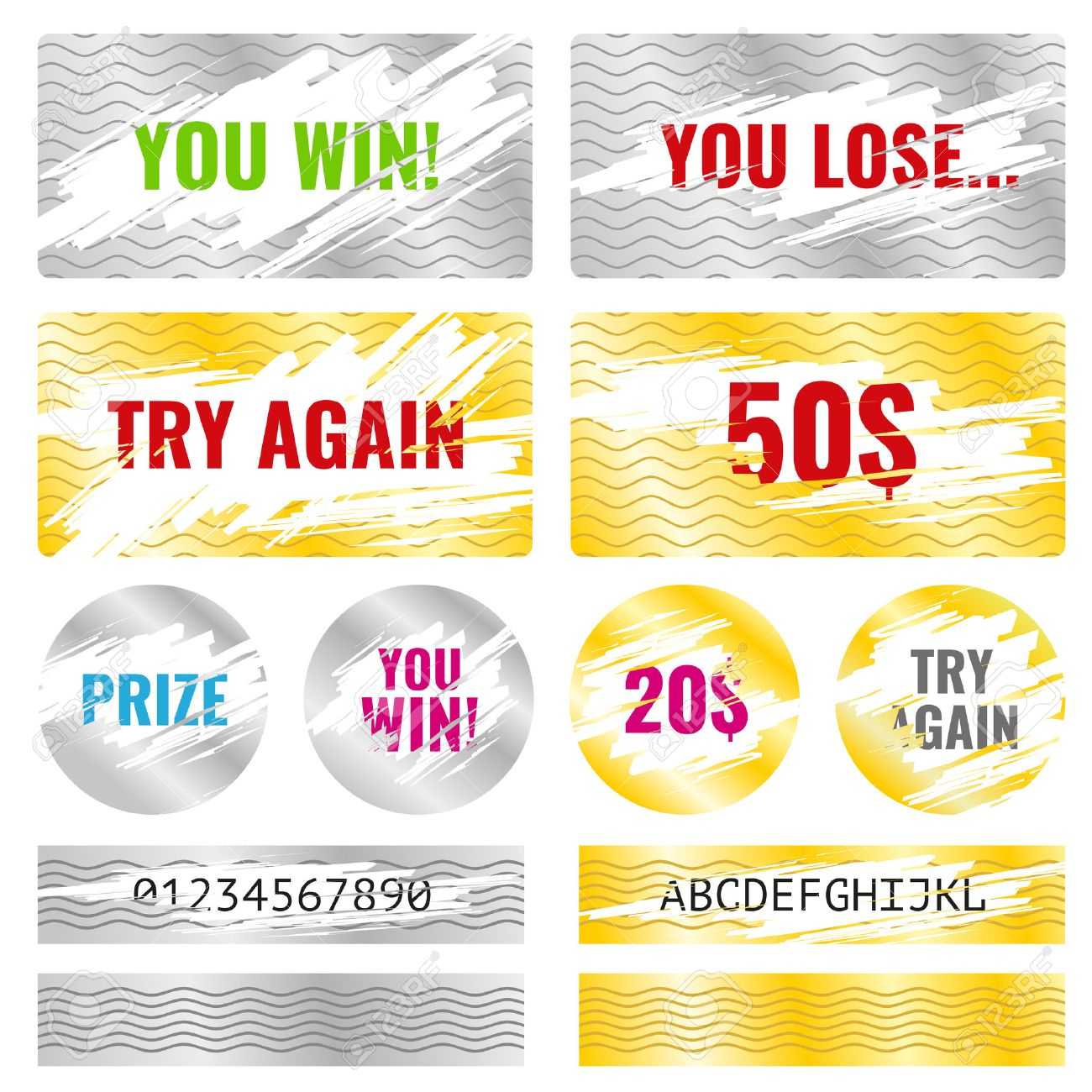 Scratch Card Game, Scratch And Win Lottery Vector Elements. Lottery.. Regarding Chance Card Template