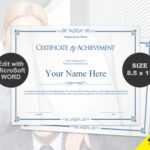 Scroll Certificate Of Achievement Template Digital Download With Certificate Of Achievement Template Word
